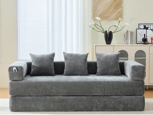 Canapé droit compressé convertible <strong>BIQZUYA</strong> <strong></strong> 2 places Tissu gris