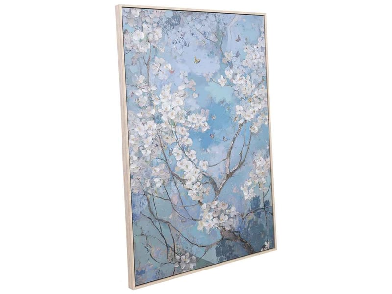  Tableau peint à la main avec cadre en bois bleu 83x4x123h cm  - Conforama A