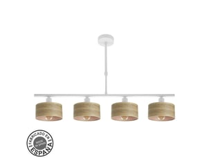 Lampe de plafond fabrilamp gilda blancbois clair 4 x e14 hauteur réglable 39-56 cm 76x14 cm