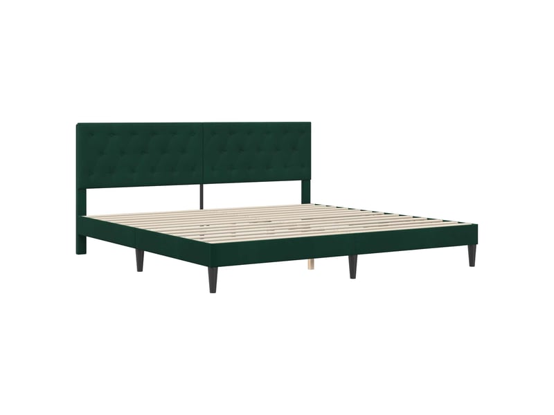  Lit double- lit adulte -  cadre de lit avec tête de lit vert foncé 200 x 200 cm velours  - Conforama B