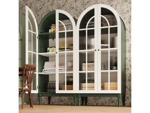 Vitrine coloris vert 3 étagère(s) Morn Vibe - 76 cmx165 cm