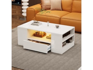 Table basse de salon, 95 x 53 x 37 cm, avec 2 tiroirs, pour salon, design moderne, pour maison et appartement, pour usage quotidien