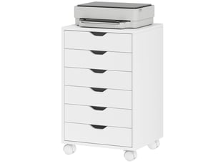 Caisson de bureau 6 tiroirs sur roulettes blanc 40 x 35 x 63 cm