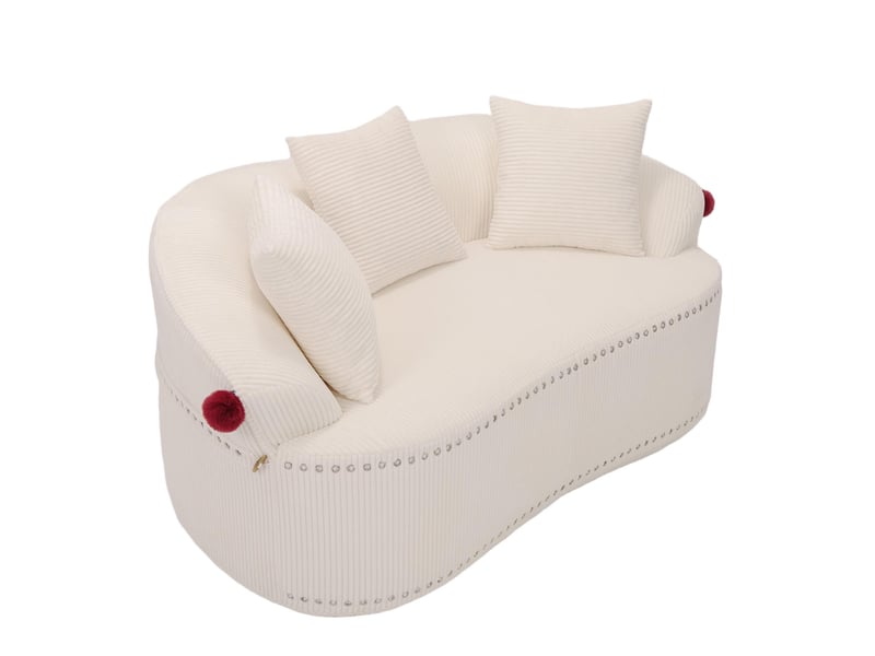  Canapé droit 2 places compressé 163x93x68 cm design chapeau de clown en mousse et velours côtelé couleur blanc  - Conforama A
