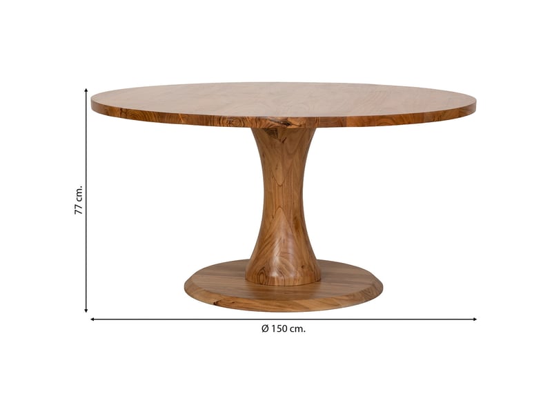  Table à manger en bois brun clair 150x150x77h cm  - Conforama C