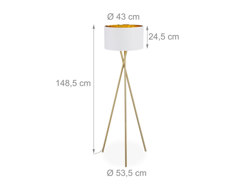  Lampadaire sur pied moderne 150 x 40 cm lumière douce style élégant chambre salon en métal doré 13_0011048  - Conforama B