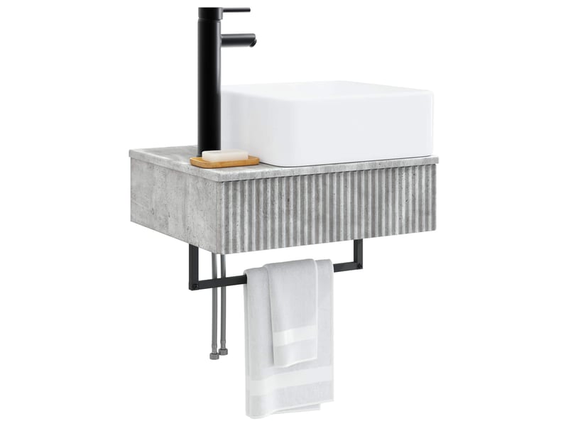Basin de lavage mural, lavabo gris béton 53x35x39 cm - Conforama C