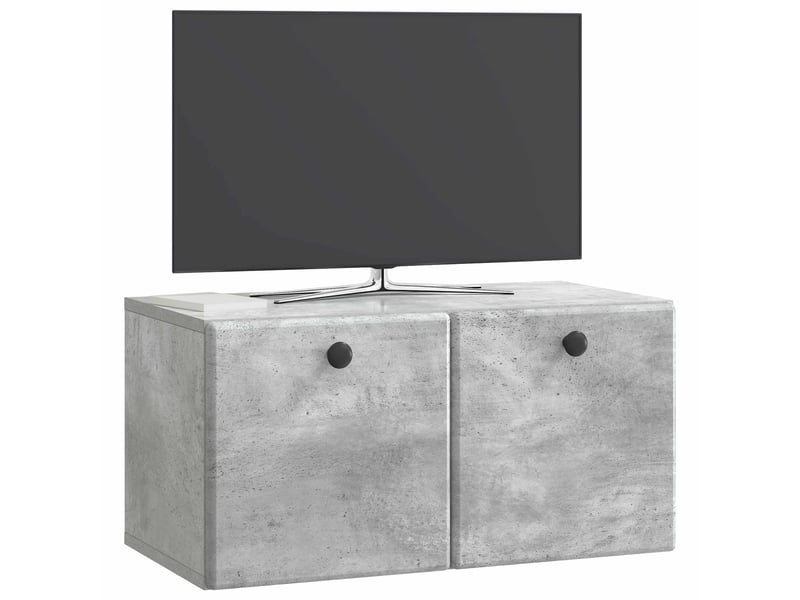  Meuble tv - banc tv - meuble de rangement mural 59,5 x 31 x 30 cm gris béton bois d'ingénierie  - Conforama C