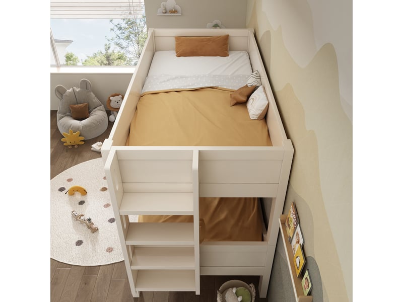 Lit superposé séparable 2x90x200 cm blanc, échelle et sommiers inclus IKSETERA TRADING LTD - Conforama W