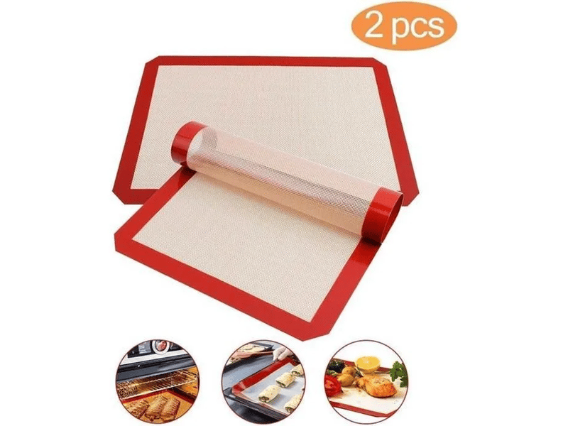 Lot de 2 tapis de cuisson en silicone 40x30cm – toile de cuisson saine et réutilisable - Conforama A