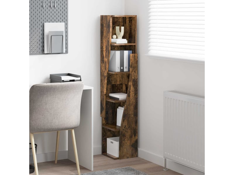  Meuble d'angle, meuble de rangement salon 27,5x27x140cm bois d'ingénierie chêne fumé  - Conforama D