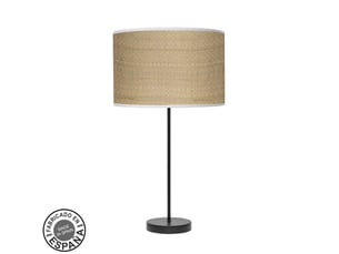 Fabrilamp moda grande lampe à poser noir naturel clair, abat-jour textile motif cannage clair, 1 x e27, 63 cm