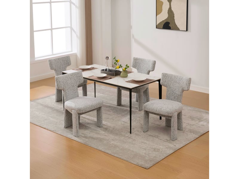  Lot de 2 chaises de salle à manger en tissu chenille blanc et noir W3633P420563 - Conforama A
