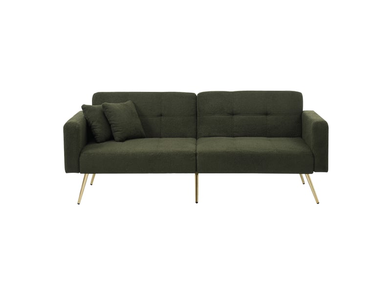  Canapé convertible modenvie 2 places 175 x 64 x 72 cm dossier réglable tissu bouclette vert ancien  - Conforama A