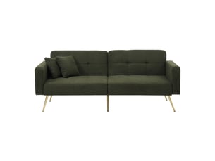 Canapé droit convertible <strong>MODENVIE</strong> <strong></strong> 2 places Tissu bouclette vert