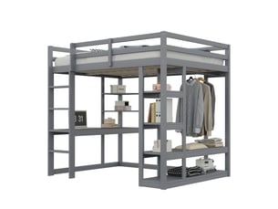 Lit mezzanine 140x200 cm BEAOK coloris gris
