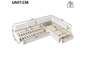 Lit simple 90x200 cm coloris beige