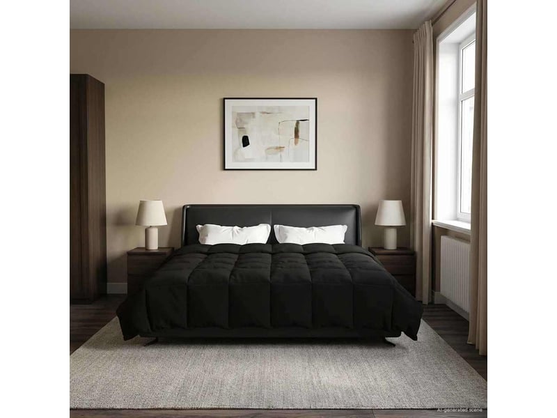 Couette - duvet d'été 200 x 240 cm été microfibre (100% polyester) noir - Conforama D