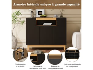 Buffet 3 porte(s)     - 120.5 cm coloris noir 