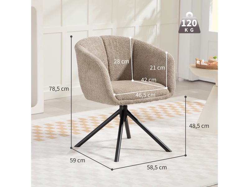  Fauteuil pivotant rembourré marron clair 58,5 x 59 x 78,5 cm  - Conforama C