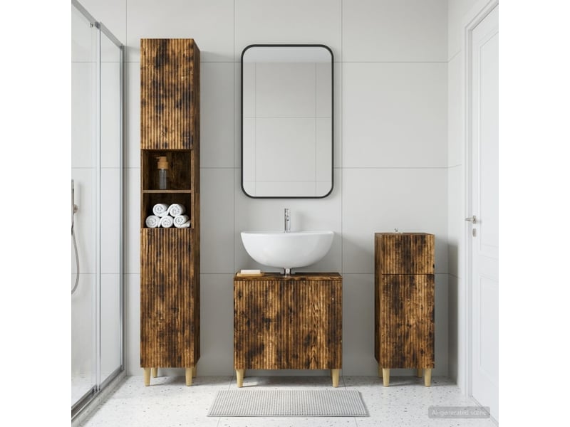  Ensemble de meuble de salle de bain 3 pièces arnhem chêne fumé cf63319  - Conforama B
