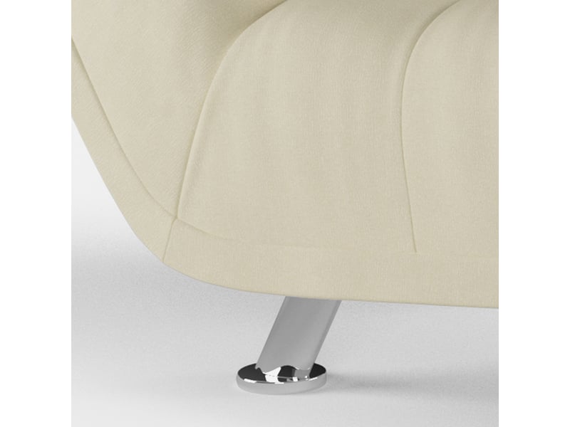 Chaise longue capitonnée design classique en chenille chamonix - blanc cassé  - Conforama E
