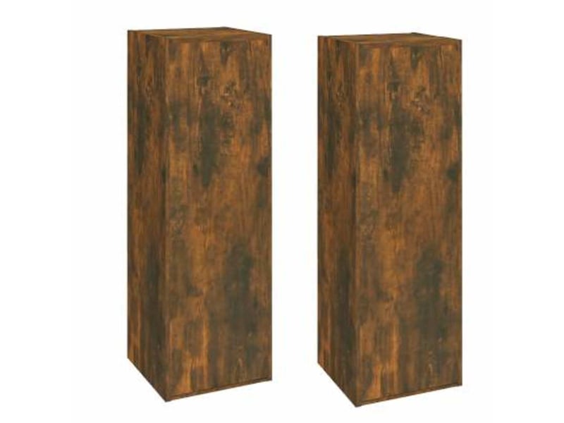  Lot de 2 meuble tv bas salon chêne fumé 30,5x30x90 cm bois d'ingénierie  - Conforama A