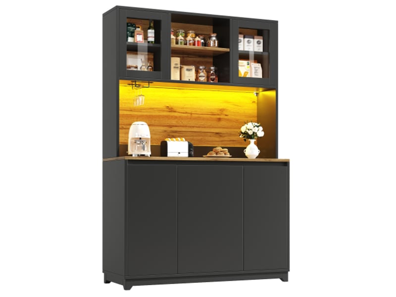  Armoires de cuisine 120x40x180 cm - tables hautes, buffets, portes en acrylique et led, noir  - Conforama A