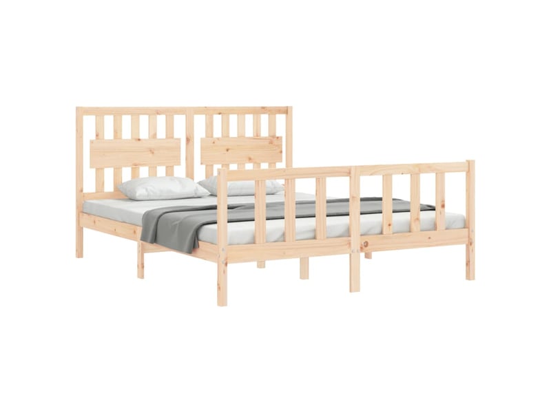  Lit double- lit adulte -  cadre de lit sans matelas 160x200 cm bois massif de pin  - Conforama C