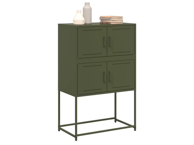  Buffet - bahut - meuble de rangement vert olive 68,5x38,5x107 cm acier  - Conforama D