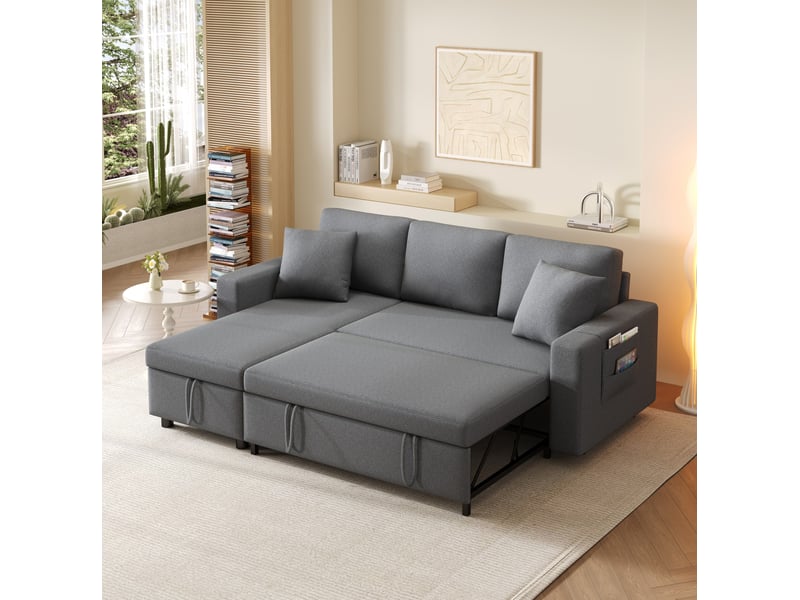  Canapé d’angle convertible modenvie 3 à 4 places réversible avec coffre gris foncé 219,5 x 142,5 cm  - Conforama D
