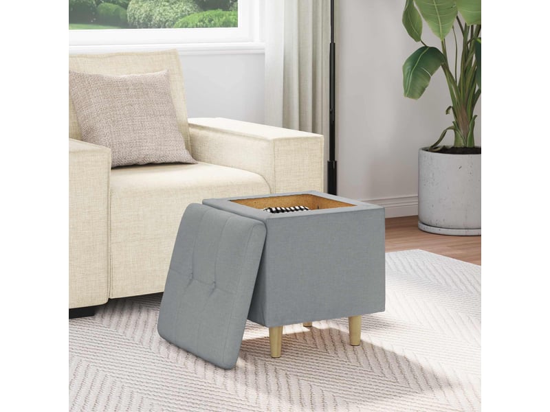  Ottoman, repose pied salon avec rangement gris clair 40x40x45 cm tissu  - Conforama D