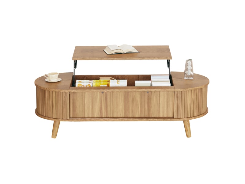  Table basse relevable 120x50x39,5 cm avec rangement, mdf, coloris bois naturel  - Conforama A