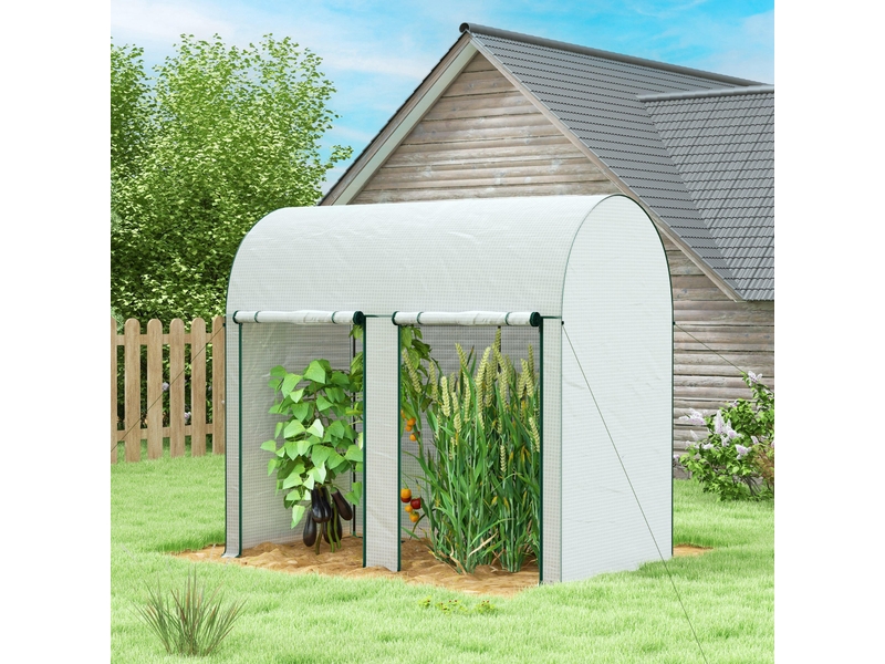  Serre de jardin 2 m² dim. 2l x 1l x 1,78h m 2 portes zippées enroulables acier pe haute densité 140 gm² anti-uv blanc  - Conforama D
