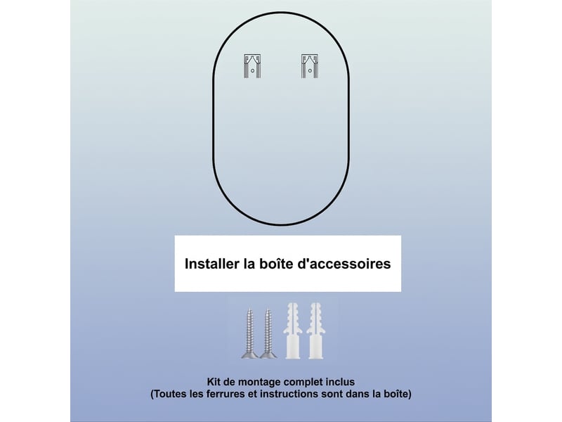  Miroir de salle de bain ovale led 50x80 cm, anti-buée, avec cadre doré brossé  - Conforama E