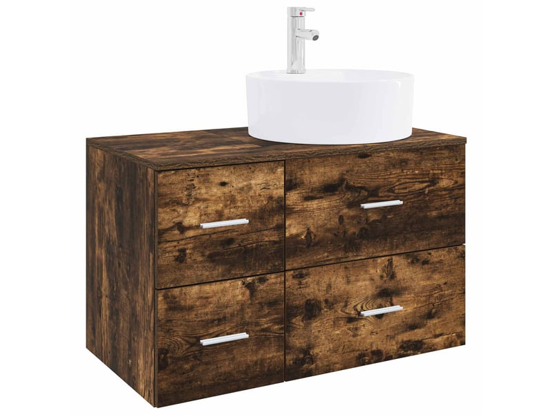 Ensemble de mobilier de salle de bain 2 pc chêne fumé cf64079 - Conforama A