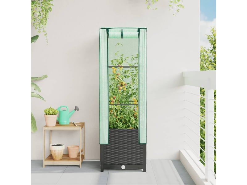 Jardinière - bac à fleurs surélevée avec housse aspect rotin 40x40x139 cm  - Conforama C