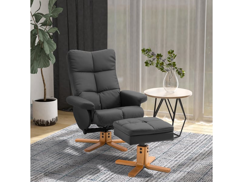  Fauteuil inclinable avec repose-pieds, tv pivotant 360°, lecture chambresalon, similicuir, noir.  - Conforama C