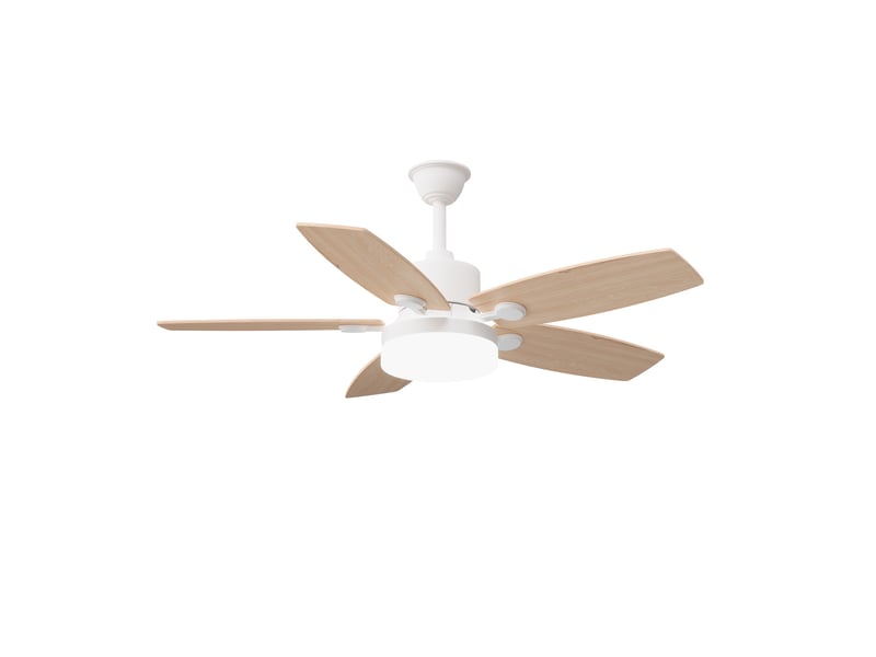  Ventilateur de plafond avec led - 42 pouces - 5 pales en contreplaqué, silencieux  - style moderne - bois naturel  - Conforama A