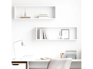 Lot de 2 étagères cube murales, armoires de rangement blanc 80x15x26,5cm bois d'ingénierie cf42739