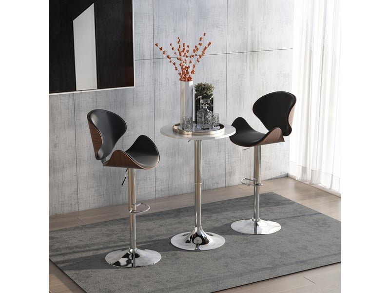  Table de bar réglable en hauteur avec base ronde antidérapante pour cuisinesalle à manger ø60x69-93 cm blanc  - Conforama D