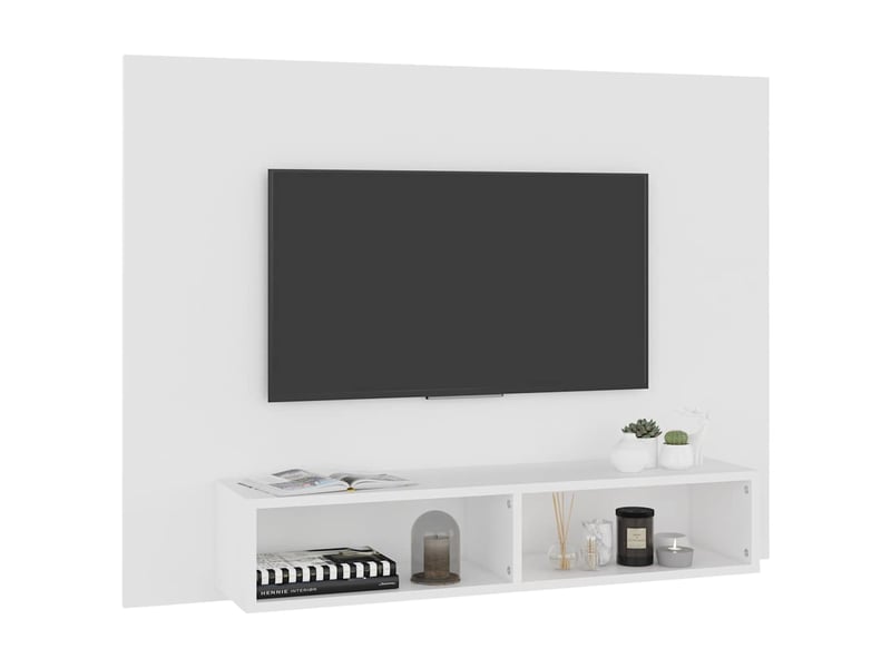  Meuble tv - banc tv - meuble de rangement mural blanc 120x23,5x90 cm bois d’ingénierie  - Conforama E