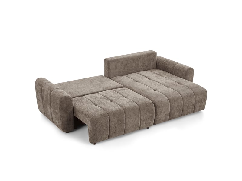  Canapé d'angle convertible et réversible jonea 4 places tissu texturé marron  - Conforama C