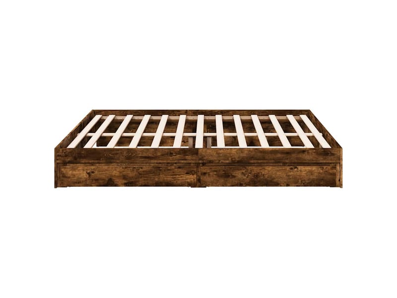  Lit double- lit adulte -  cadre de lit avec tiroirs sans matelas chêne fumé 200x200 cm  - Conforama D