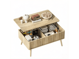 Table basse rectangulaire coloris bois clair <strong>BEAOK</strong> <strong></strong> - 56 cmx91 cm