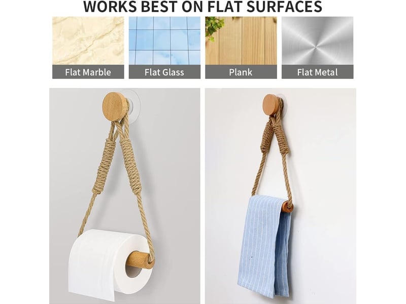  Auto adhésif support pour rouleau de papier toilette, porte-papier salle de bain toilette corde en bois  - Conforama D