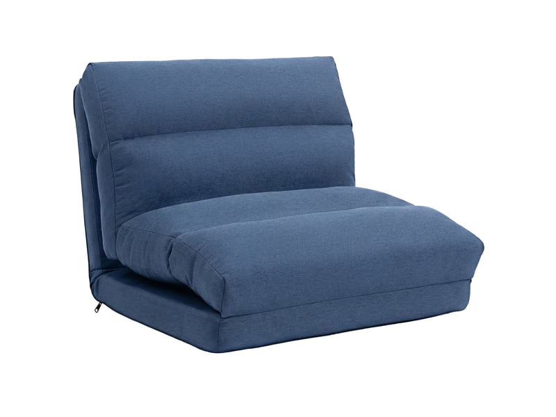  Canapé de sol convertible bleu en tissu polyester, dossier inclinable 90°–180°, idéal pour se détendre  - Conforama A