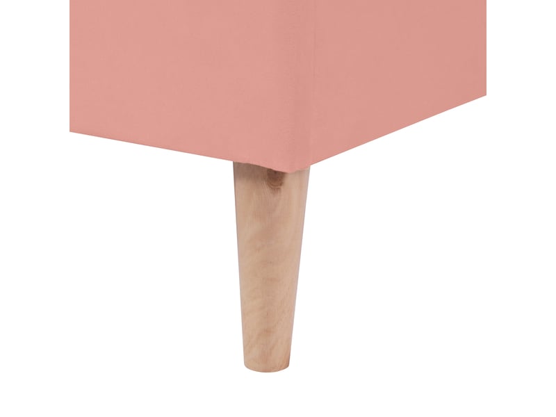 Lit double 200×140 cm avec tête de lit réglable et sommier à lattes, sans matelas, en velours rose - Conforama E