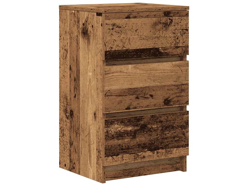  Lot de 2 tables de chevet - cabinet de chevet - table de nuit avec 3 tiroirs vieux bois 39x35x65 cm  - Conforama D