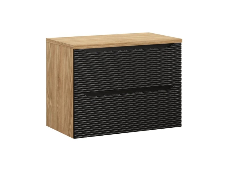  Ensemble de salle de bain yoka noir : meuble sous vasque à tiroirs 80cm + plan vasque  - Conforama A